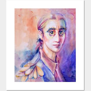 Bird Person Watercolor Portrait Posters and Art